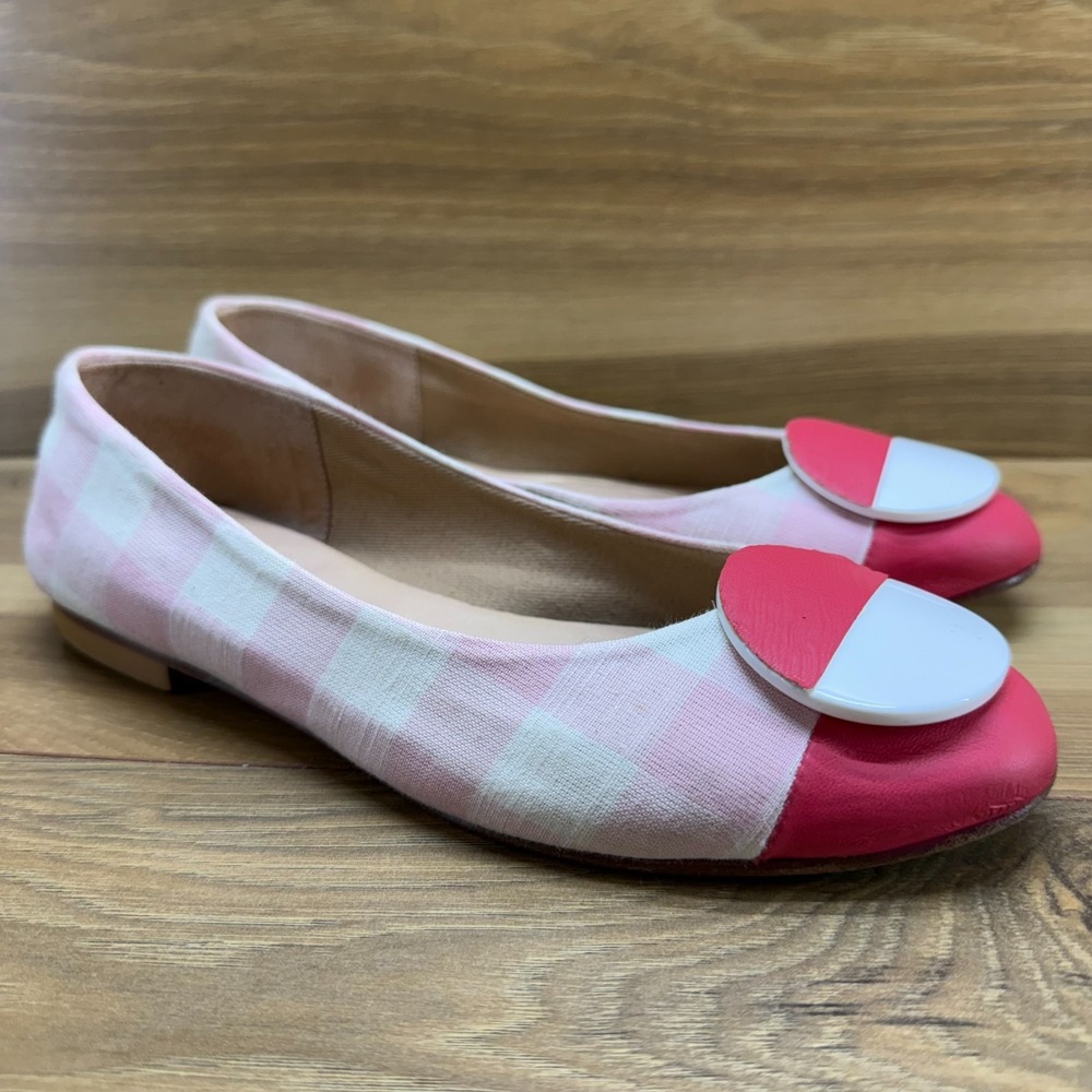 FS NY Flats Womens 7.5 Pink Checkered Cap Toe Artsy Colorblock Novelty Pop Art
